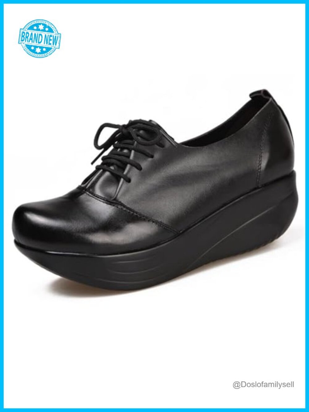 Genuine Leather Lace Up Wedge Loafers Arch Support Walking Oxfords